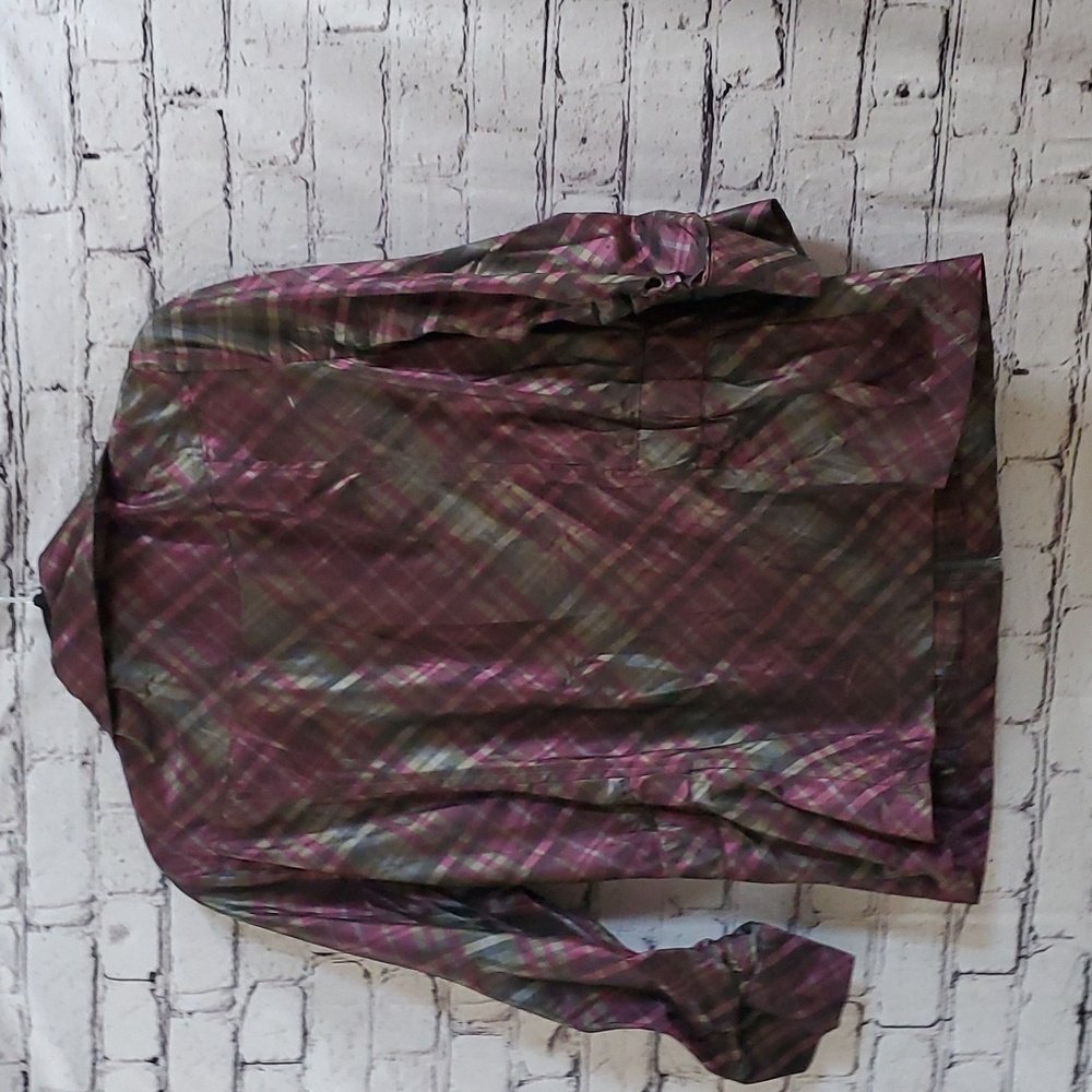 Chico's Plaid Windbreaker Purple and Green — Chico's Size 1/US 8 Medium - Picture 9 of 9